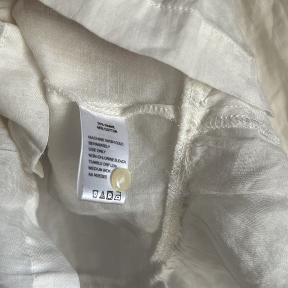 TROVATA BIRDS OF PARADISE Linen blend Button Front Ruffle Hem Blouse medium - Picture 9 of 11